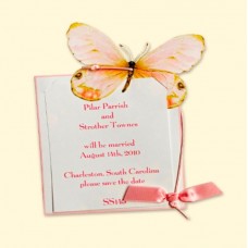 Pink Butterfly (sm) Invitation Card