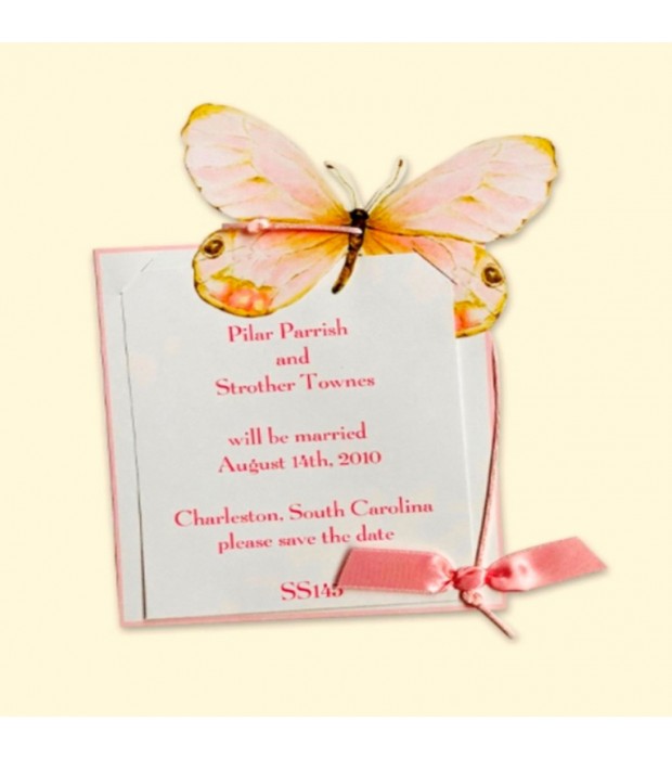 Pink Butterfly (sm) Invitation Card