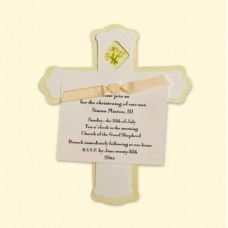 White Flower Cross Invitation Card