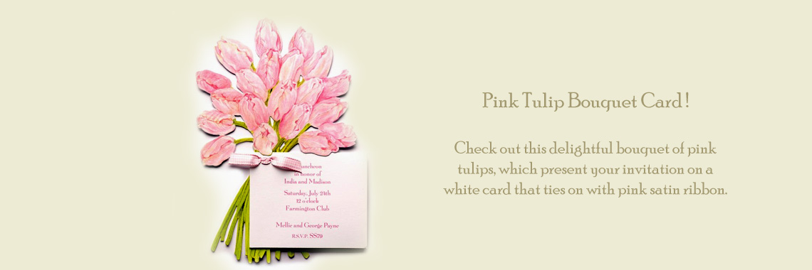 Pink Tulip Bouquet Invitations Cards